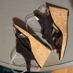 Adrienne Vittadini- Womens Coralee Black Strap Wedges Sz.7.5